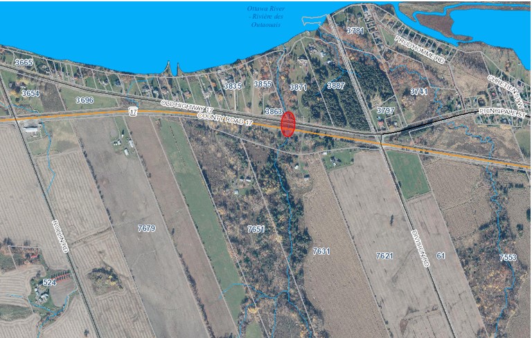 Location of Culvert Replacement Project on Map