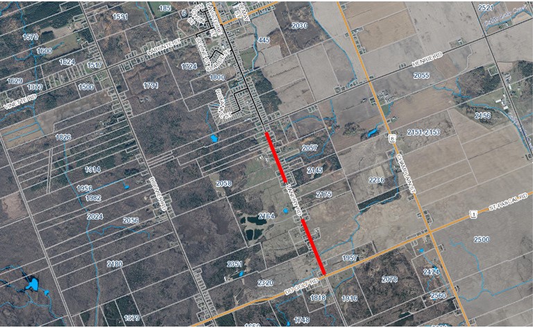 Location of Reconstruction of Landry Road Project on Map