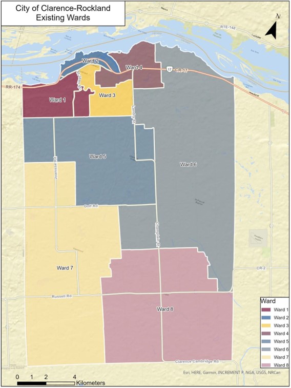 Carte des quartiers de la Cité de Clarence-Rockland