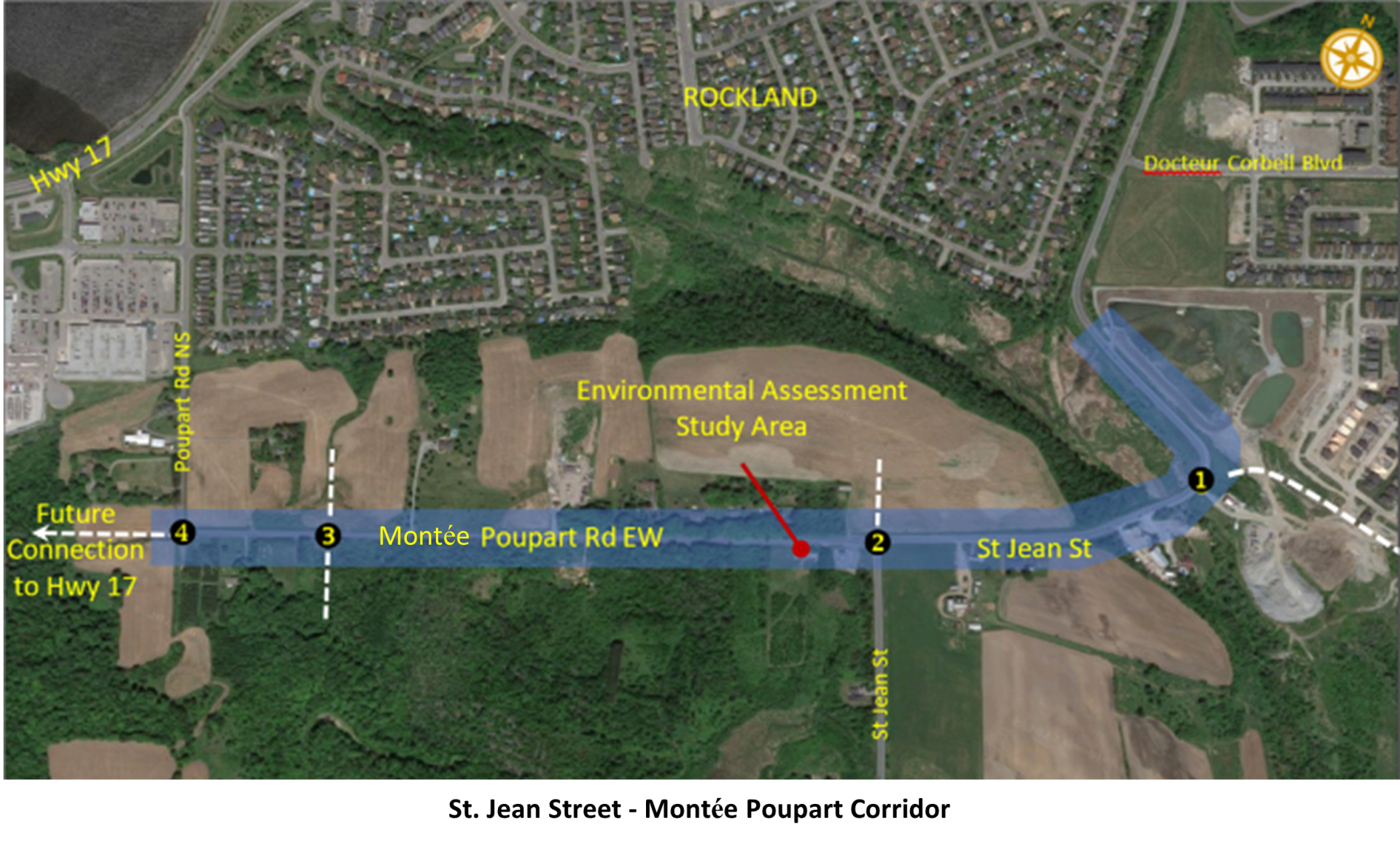 Map showing St. Jean Street and Mosaic Prospect Corridor with study area highlighted.